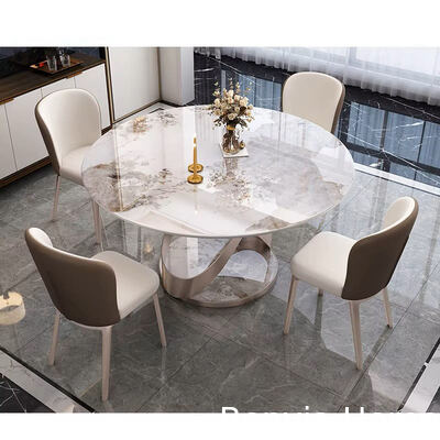 Italian High Quality Dining Room Furniture Long Slate Table and Steel Legs 4 6 Chairs Set