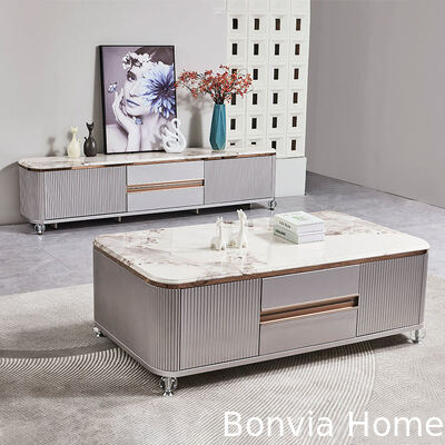Modern Design Luxury Wooden TV Stand Home Furniture Drawer Storage Marble Slate Top Large Long Wood Living Room TV Cabinet