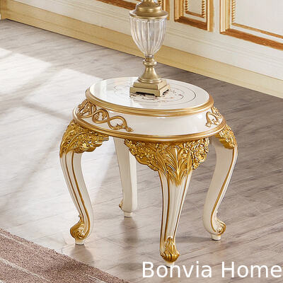 European Classic Style Royal Luxury TV Cabinet Villa Furniture Home Storage White and Gold Large Wood Living Room TV Stand