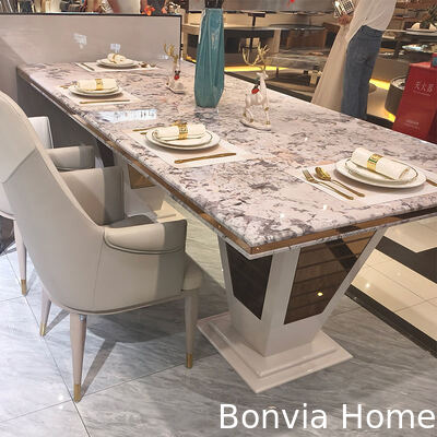 Modern Luxury House Wooden Dining Table Set 6 Seater Chairs Rectangle Home Restaurant Complete Dining Room Furniture Set