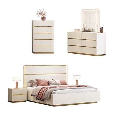 Light Luxury Places Meuble De Chambre Modern Complete Bedroom Sets Furniture Wooden Frame Double Luxury king Size Bed Room Set