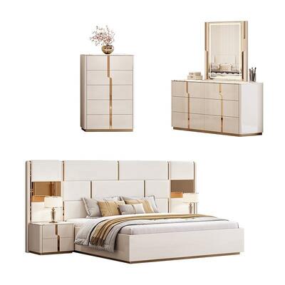 New Design Luxury king Size Bed Double Modern Bedroom Furniture Set Wooden Bedroom Sets with Dressing Table Chest of Drawers