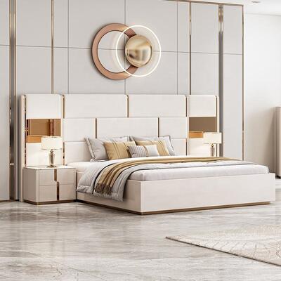 New Design Luxury king Size Bed Double Modern Bedroom Furniture Set Wooden Bedroom Sets with Dressing Table Chest of Drawers