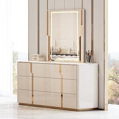 New Design Luxury king Size Bed Double Modern Bedroom Furniture Set Wooden Bedroom Sets with Dressing Table Chest of Drawers