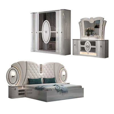 Bulk Price Modern Luxury Bedroom Furniture Set king Size Bed Frame Master Room Complete Turkish Bedroom Sets with Led Lights