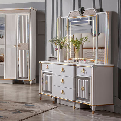 Modern Velvet Cover Headback Room Wooden King Size Sets Bed Furniture Queen Beds Full Cabinet Bedroom Set