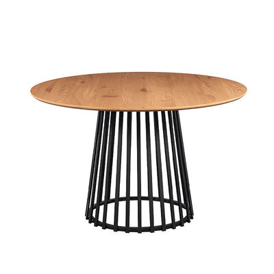 Minimalist Style Rectangle Live Edge Dining Table Metal Base Dining Room Furniture Wooden Modern Dining Table Set 6 Seater