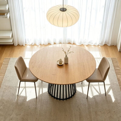 Minimalist Style Rectangle Live Edge Dining Table Metal Base Dining Room Furniture Wooden Modern Dining Table Set 6 Seater