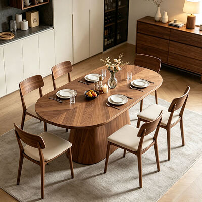 Salle Manger Complet 6 Places Modern Dining Room Furniture Oval Wooden Dining Table 6 Seater Home Restaurant Dining Table Set