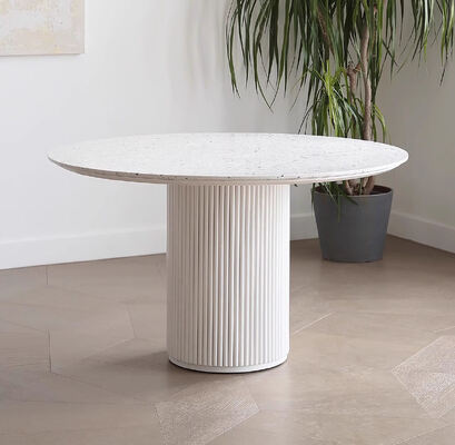 Nordic Home Furniture White Round Dining Table 6 Seater Wooden Modern Luxury Dining Table and Chairs Set for Dining Room