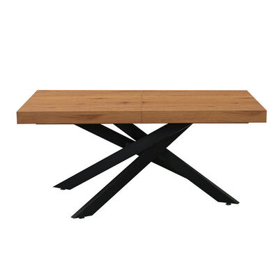 Cheap Modern Rectangle Folding Dining Table Metal Base Dining Room Furniture Simple Foldable Wooden Top Extendable Dining Table