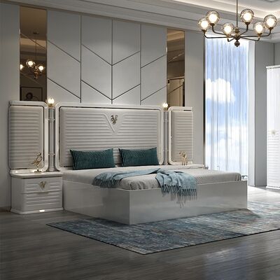 New Design Complete Modern Bedroom Sets 5 Pieces Double Double Wooden Frame Full Modern Luxury king Size Bedroom Furniture Set