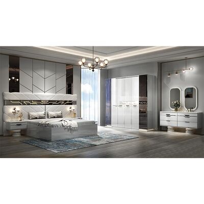 New Design Complete Modern Bedroom Sets 5 Pieces Double Double Wooden Frame Full Modern Luxury king Size Bedroom Furniture Set
