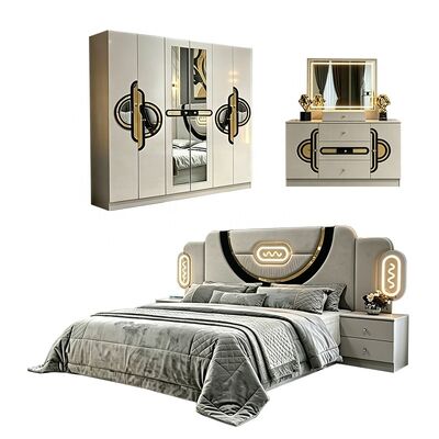 China Wholesale Cheap Turkish Bedroom Furniture Set Wooden Frame Luxury king Size Bed Double Full Modern Luxury Bedroom Sets