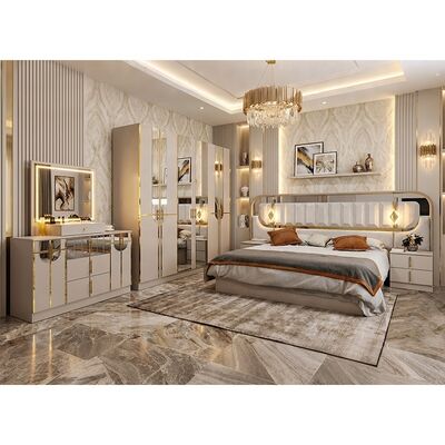 High Gloss Royal Luxury Complete Bedroom Sets king Size Bed Room 5 Pieces Wooden Frame Turkish Modern Bedroom Furniture Set