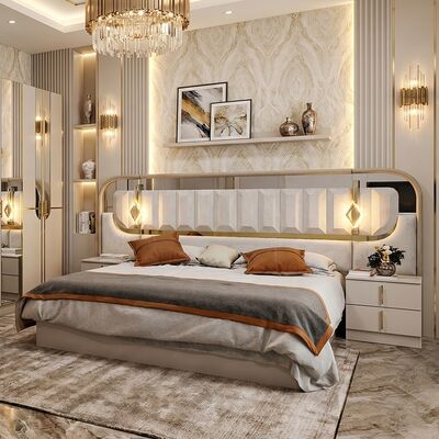 High Gloss Royal Luxury Complete Bedroom Sets king Size Bed Room 5 Pieces Wooden Frame Turkish Modern Bedroom Furniture Set