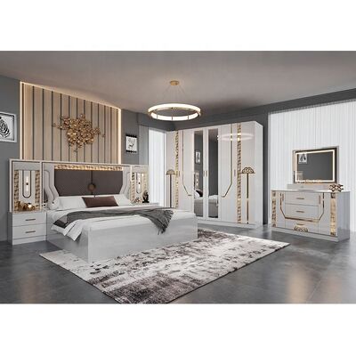 Wholesale Turkish king Size Bed Set Complete Luxury Bedroom Sets Double Adult Room Wooden Frame Modern Bedroom Furniture Set
