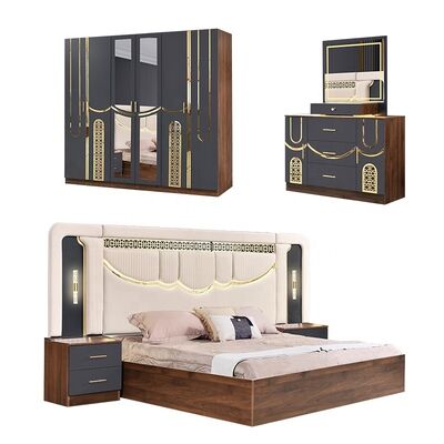 2026 Turkey Style Luxury Bedroom Set king Size Bed Suite Master Room Wooden Frame Cheap Wholesale Modern Bedroom Furniture Set