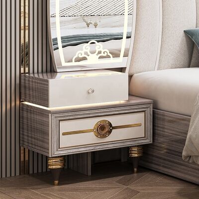 King Size Modern Bedroom Furniture Set Luxury Lighted Headboard Double Bed Set Wooden Frame Full Turkish Home Master Bedroom Set