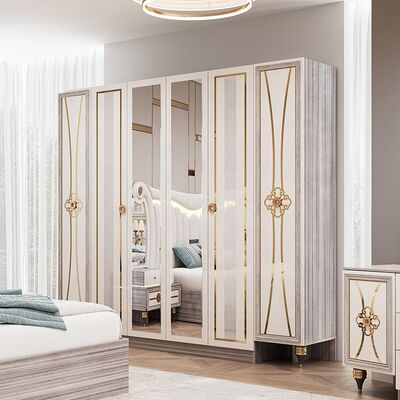 King Size Modern Bedroom Furniture Set Luxury Lighted Headboard Double Bed Set Wooden Frame Full Turkish Home Master Bedroom Set