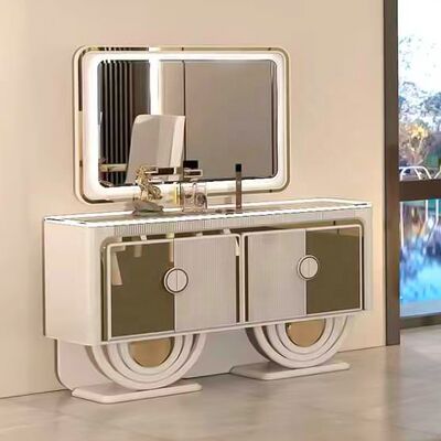 White Gold Luxury Dining Room Furniture Modern Dining Table Set 6 Seater Chairs Rectangle Home Restaurant Wooden Dining Room Set