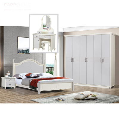 MDF PU Real Wood European Style Bedroom Furniture Sets 2000mm