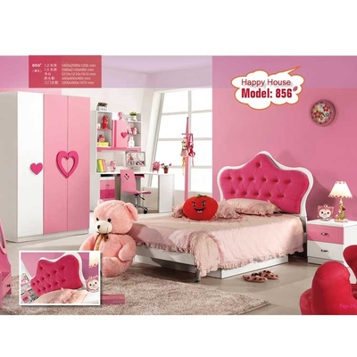 Cabrini Girls Bedroom Furniture With Desk Pink Princess Bed 1280*2050mm