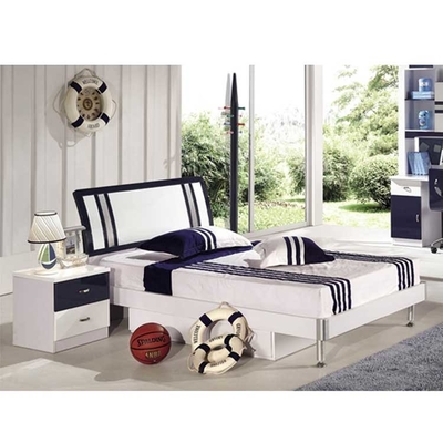 MDF PU Boys Children Bedroom Sets Furniture 4Pcs Black White