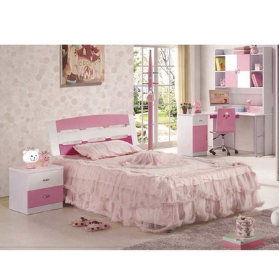 Pink White MDF Cute Children Bedroom Sets Furniture 960mm
