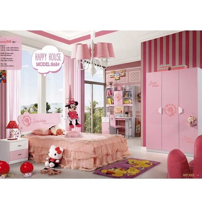 Cabrini Pink White Children Bedroom Sets Princess Kids Furniture 5pcs
