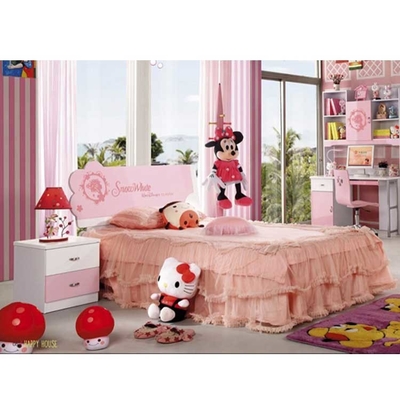 Cabrini Pink White Children Bedroom Sets Princess Kids Furniture 5pcs