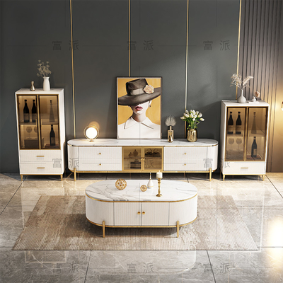 Marble TV Cabinet Combination Cabrini Slate Coffee Table