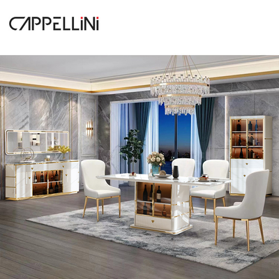 Modern White Wood Dinning Table Set 4 Chairs 6 Seater Full Home Furniture Large Luxury Wooden Dining Room Table Set