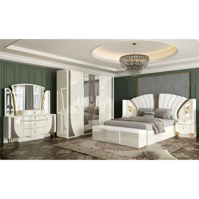 OEM Wholesale White Royal Luxury Double King Size Bed Master Room Modern Home Wooden Frame Full Bedroom Furniture Set