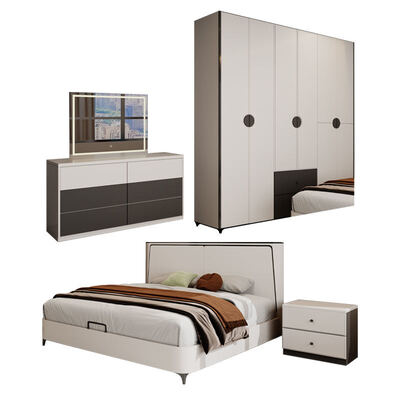 Minimalist Modern Bedroom Set Complete King Size in Classic Wooden with Storage Cozy Luxury Bedroom Furniture Suite