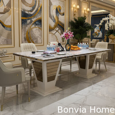 Modern Luxury House Wooden Dining Table Set 6 Seater Chairs Rectangle Home Restaurant Complete Dining Room Furniture Set