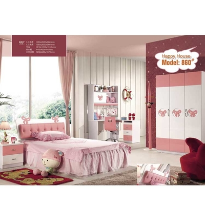Villa Solid Wood Pink Kids Bedroom Furniture OEM ODM